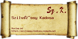 Szilvássy Kadosa névjegykártya